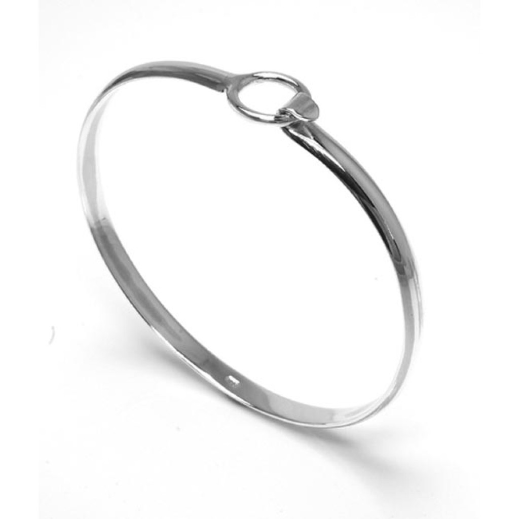 St Christopher - Surfing Round Eye Hook Bangle Bracelet - Sterling Silver  Charm - 6.25 Inch (9184SS)