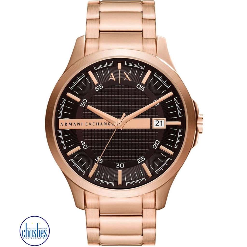 Armani rose gold 2024 watch leather strap