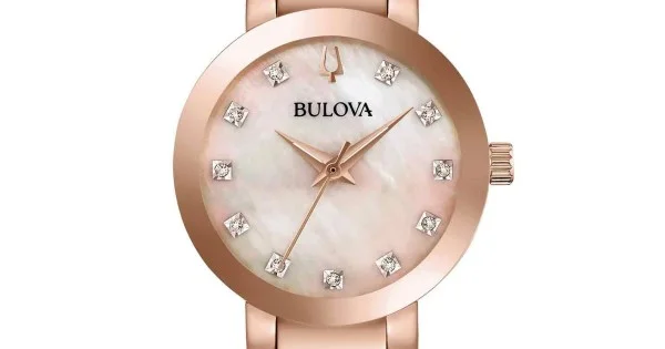 Bulova Women's hot Watch 97P132 Diamond Dial Rose Gold Tone Stainless Steel Quartz