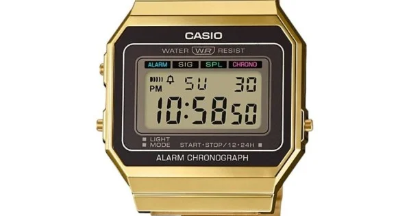 Casio gold retro digital watch best sale