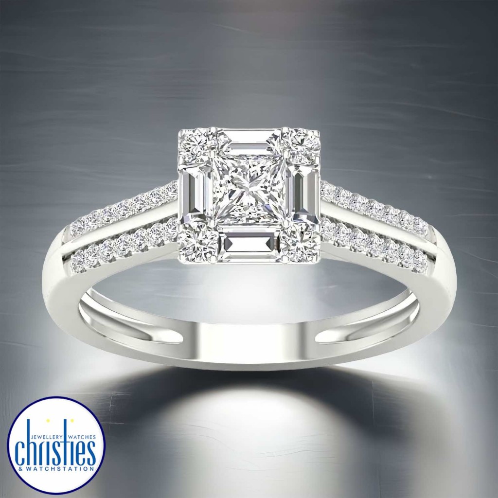 Diamond cut white gold on sale ring