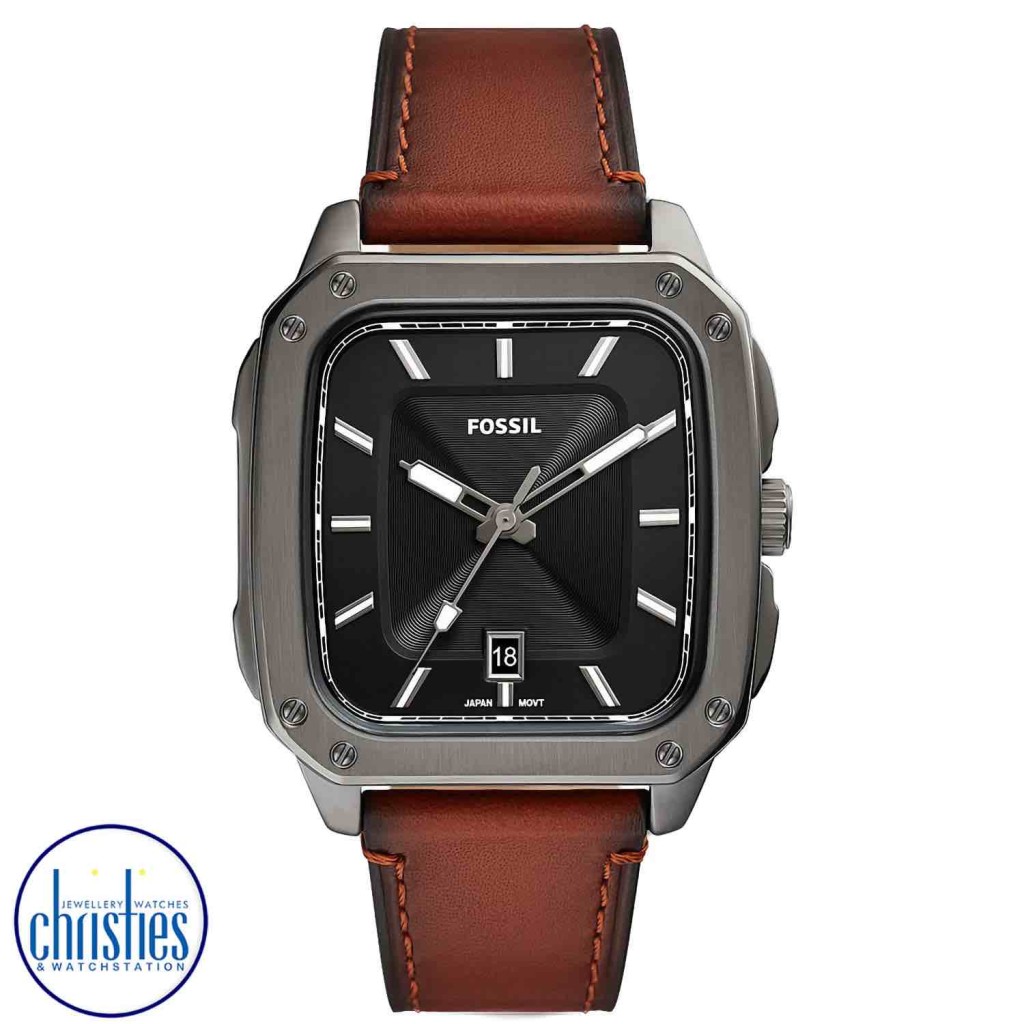 Fossil watch 2025 square leather