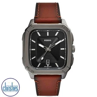 Fossil watch sale square leather