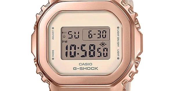 Women's Casio G-Shock Digital Steel Gold Plated 5600 Watch GMS5600G-7