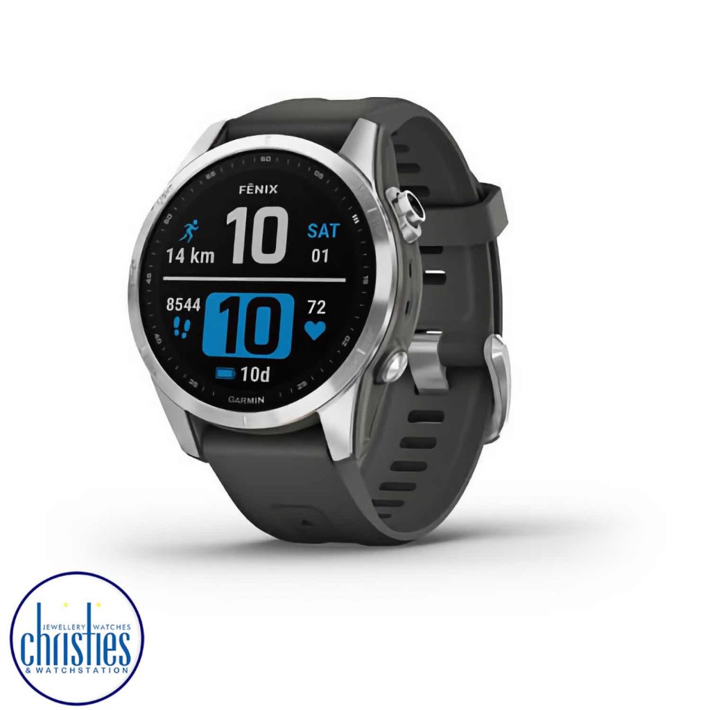 Garmin Fenix 7S-Sapphire Solar Carbon Gray DLC w/Black Band (010