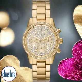 Michael kors gold bling watch best sale