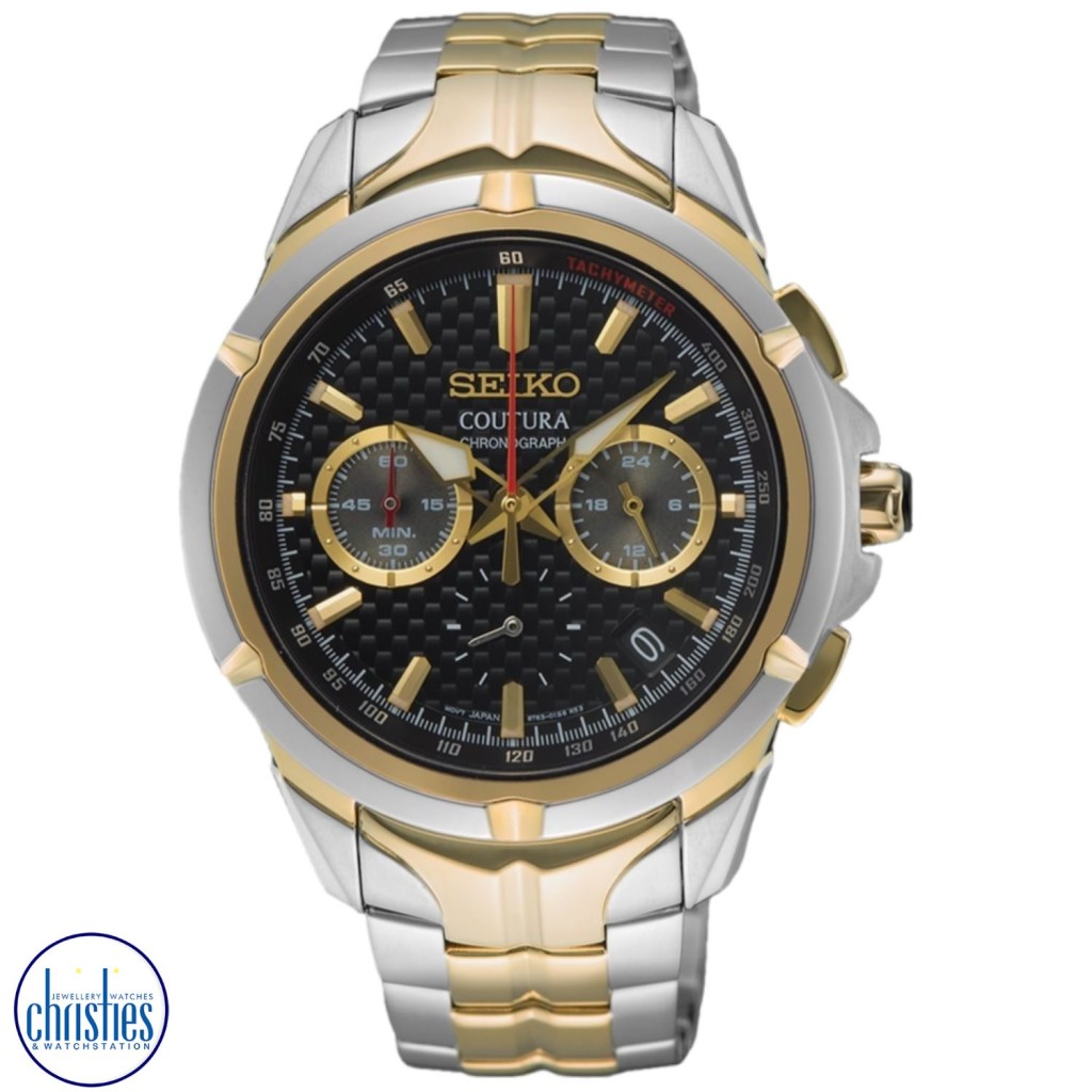 Seiko gold chronograph mens on sale watch