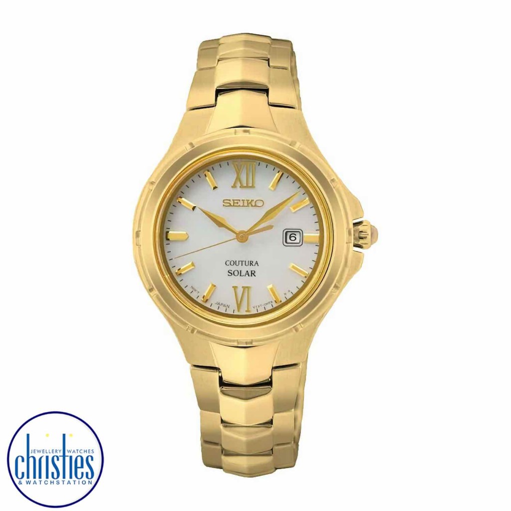 Seiko solar watch gold sale