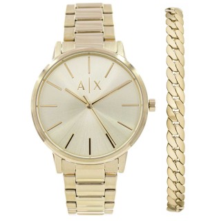 AX7144SET A|X Armani Exchange | Gift ZIP Tone Gold- Stainless Watch Payment and - Afterpay Jeweller options And Bracelet Auckland Set Steel Diamond