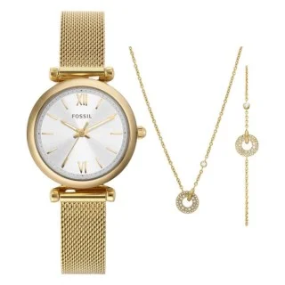 Fossil white store gold watch