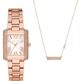 MK1074SET Michael Kors Emery Watch and Steel Necklace Set - Free